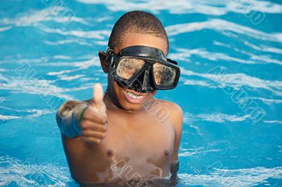 Boy in the swimming pool
