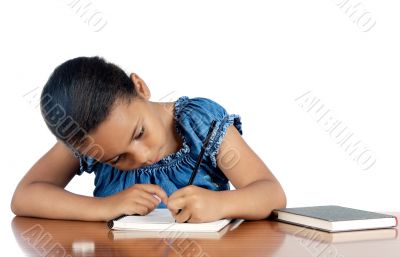 adorable girl studying
