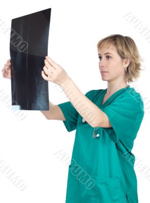 doctor examining a radiographs