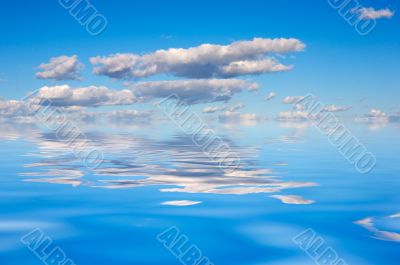 blue sky reflected