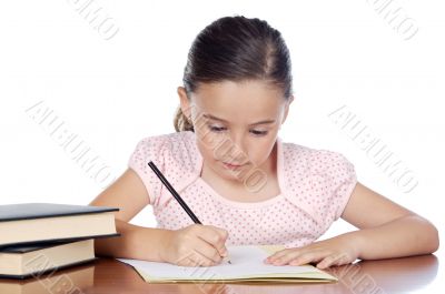 adorable girl studying