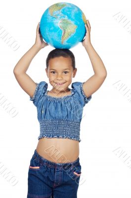 Girl with a globe of the world