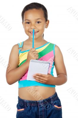 adorable girl writing