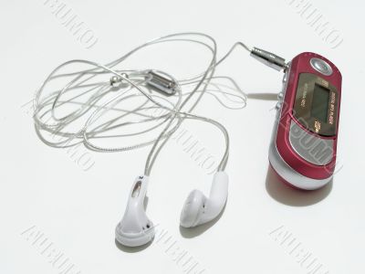player and headphones