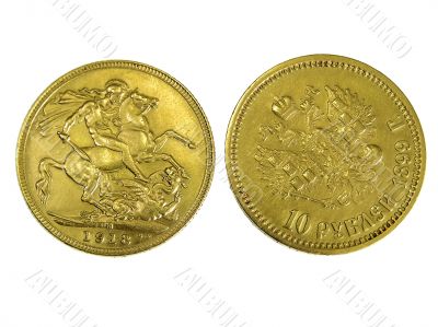 Gold coins isolated