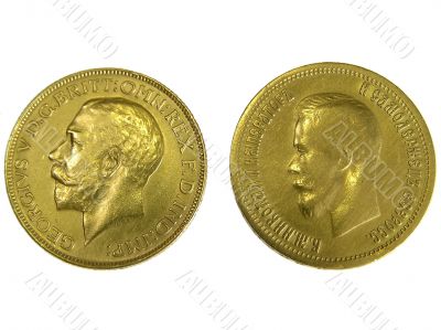 Gold coins isolated