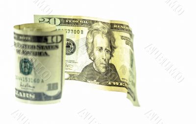 Scroll money over white