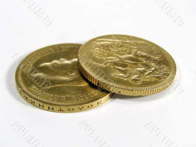Gold coins isolated