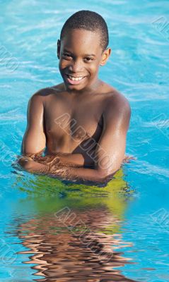 Boy in the swimming pool