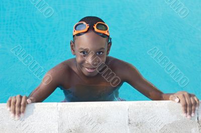 Boy in the swimming pool