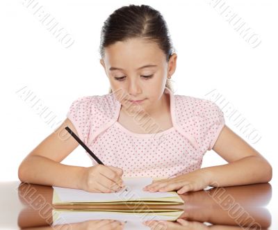 adorable girl studying