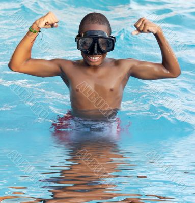 Boy in the swimming pool