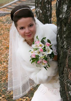 Bride in white portrait in wedding day