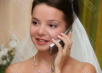 Bride in white portrait in wedding day