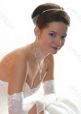 Bride in white portrait in wedding day