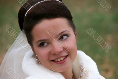 Bride in white portrait in wedding day