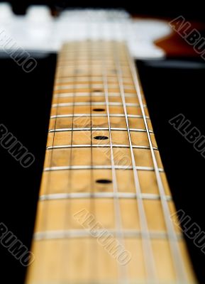Close up of electric guitar neck