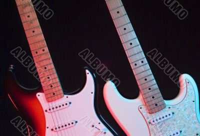Two electric guitars on the stage