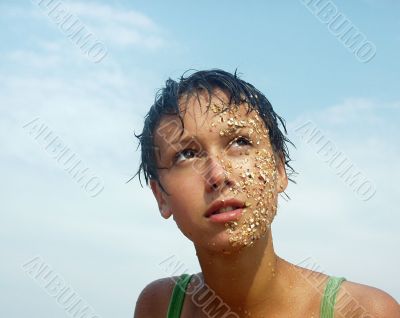 The girl in sand