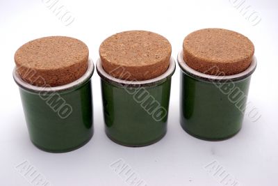 three green jar