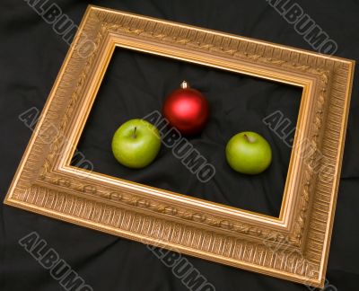 Two apples and fir-tree marble