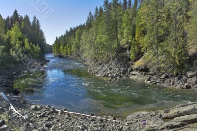 The fast mountain river.