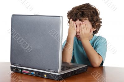 Kid covering his eyes