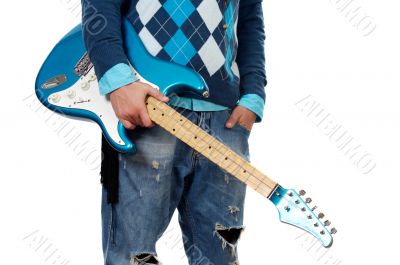 Man holding electric guitar