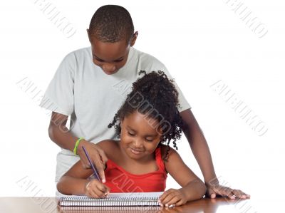 Kids studing together