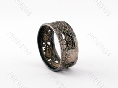 Ancient a ring on a white background. Isolated