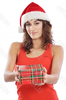 Girl with christmas box