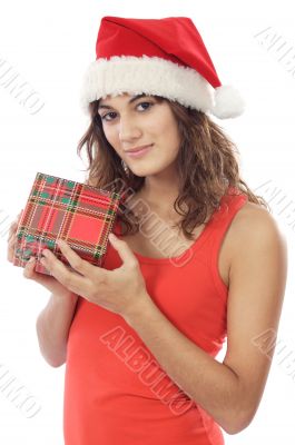 Girl with christmas box
