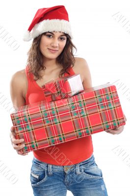 Girl with christmas box