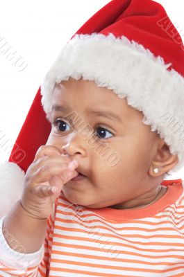 baby girl with santa hat