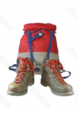 Walking shoes and backpack