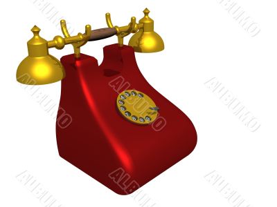 Old isolated phone. 3D image.