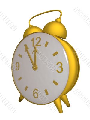 Old alarm clock. 3D image.