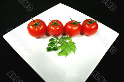 Cherry Tomatoes In A Line