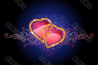 two  love hearts /  valentine and wedding