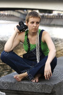 Sad girl photographer