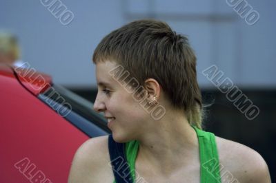 Girl near the car