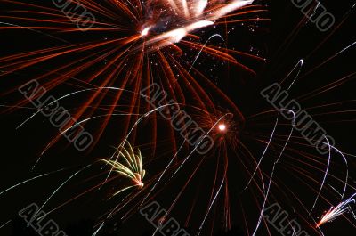 Colorful fireworks on dark sky