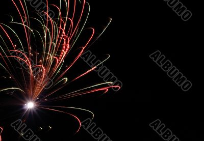 Colorful fireworks on dark sky