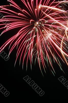 Colorful fireworks on dark sky