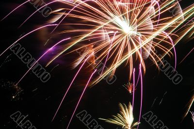 Colorful fireworks on dark sky