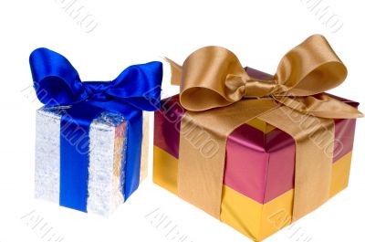 Presents with ribbon isolated on white background