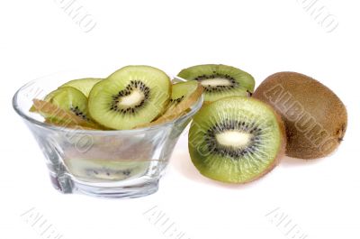  Pieces of kiwi isolated on white background