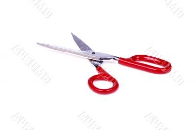 Scissors with red handle