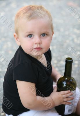 Baby boy with bottle