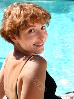 Woman by the pool
